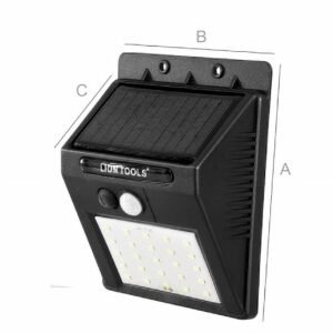 Arbotantes solares 2 150 A: 12.5 cm B: 9.5 cm C: 5.5 cm