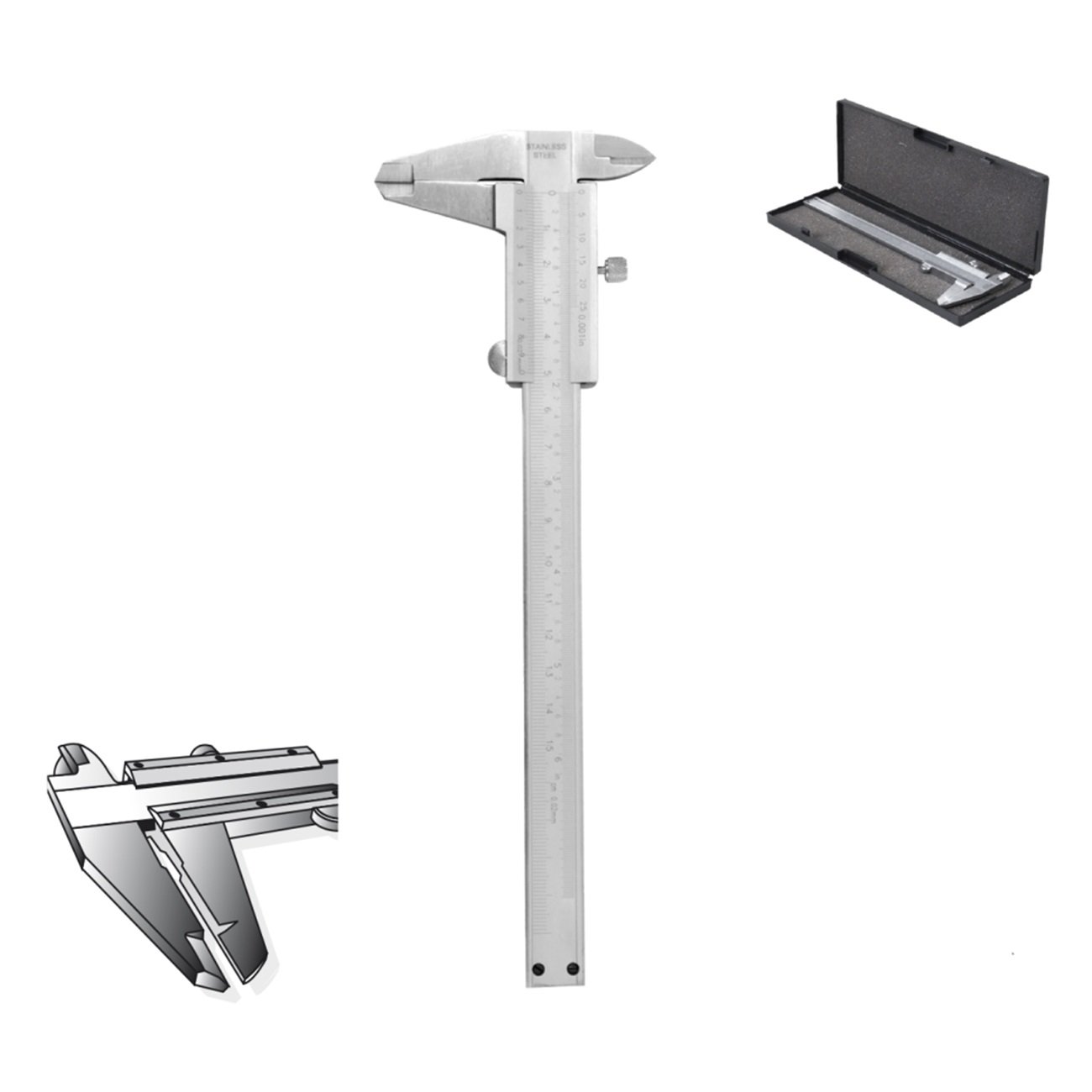 Calibrador analógico 6" estandar y milimetrico 1 Calibrador analógico 6" estandar y milimetrico