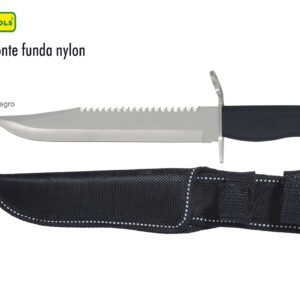 CUCHILLO 9 3/4 MANGO RUBBER NEGRO FUNDA NYLON LION