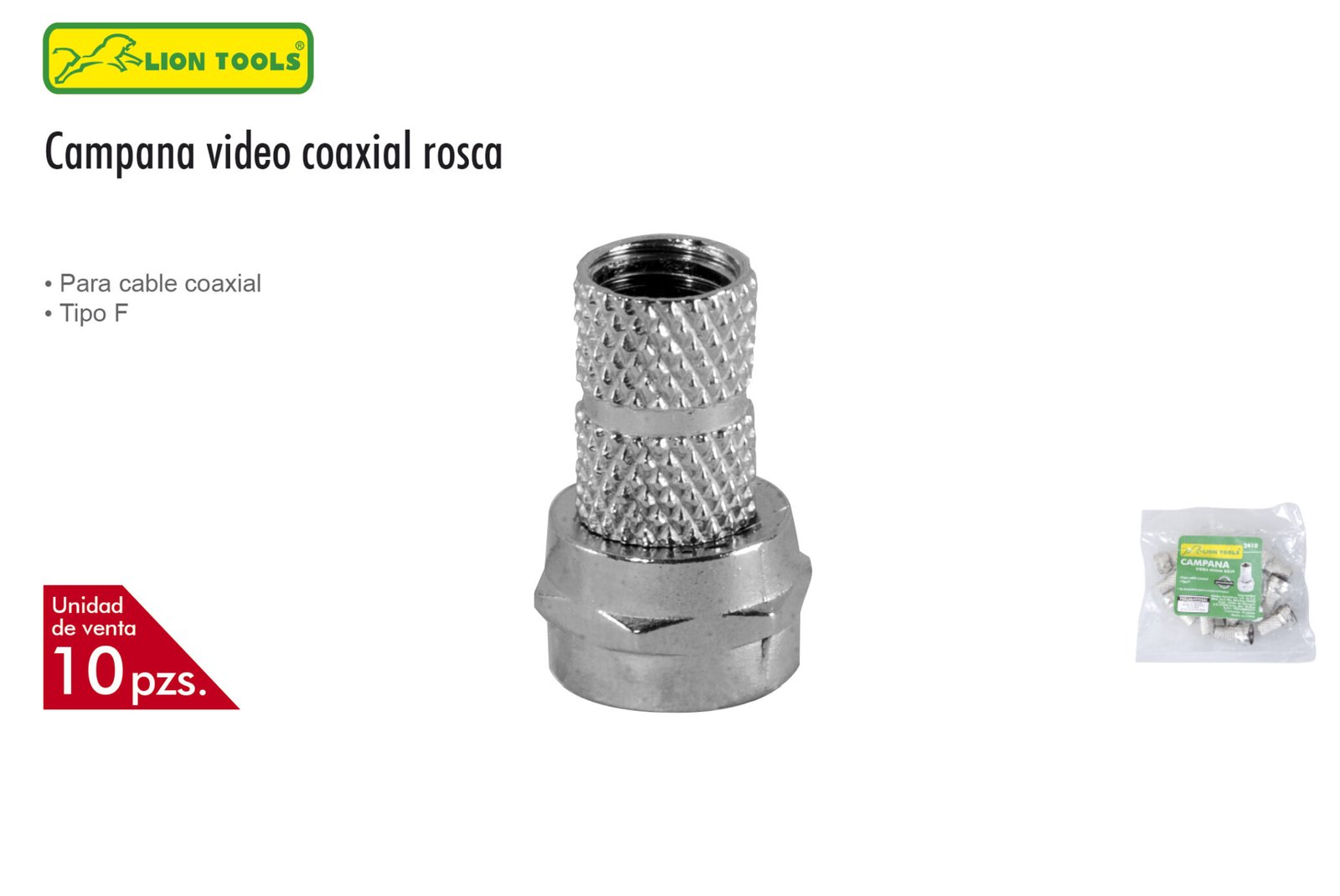 Deliberar Sustancial simpático Campana video coaxial rosca RG6 10 pzs. - Lion tools