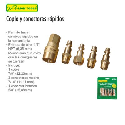 COPLE Y CONECTORES NEUMATICOS RAPIDOS LATON LION T