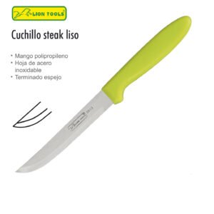 CUCHILLO STEAK MANGO PLASTICO VERDE LISO LION TOOLS