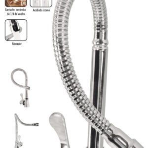 LLAVE PARA FREGADERO Y LAVABO INDIVIDUAL CUELLO FLEXIBLE ACERO INOX