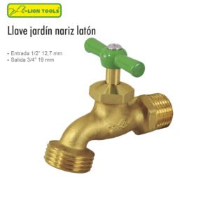 LLAVE PARA JARDIN DE NARIZ 1/2 LATON 120 GMS LION TOO