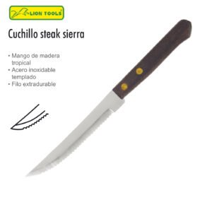 CUCHILLO STEAK MANGO DE MADERA SIERRA LION TOOLS