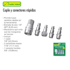 COPLE Y CONECTORES NEUMATICOS RAPIDOS ZINC LION T