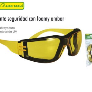 LENTE DE SEGURIDAD AMBAR CON FOAMY LION TOOLS