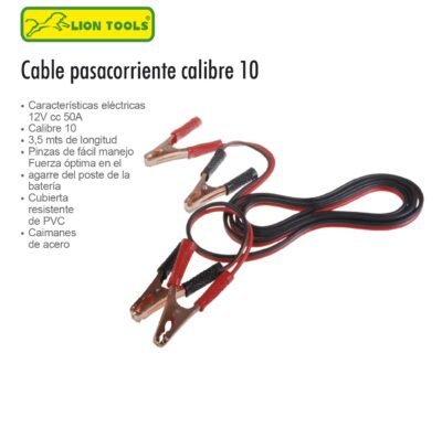 CABLE PASACORRIENTE 3.5 MTS CAL 10 LION TOOLS