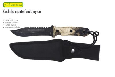 CUCHILLO 6 1/2 MANGO CAMUFLAJE FUNDA NYLON LION TOOLS