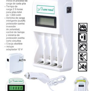 CARGADOR DE PILAS AA Y AAA Ni-MH RAPIDO 2.5 HORAS LION TOOLS