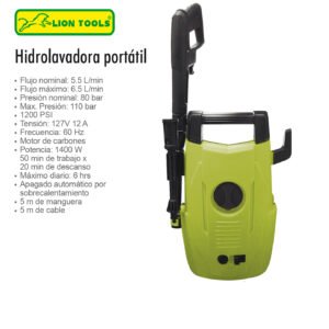 HIDROLAVADORA 1600 PSI 1400 W CARBONES LION TOOLS