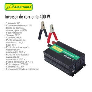 INVERSOR DE CORRIENTE 400 W LION TOOLS