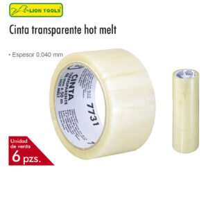 CINTA TRANSPARENTE 48 x 150 MTS 6 PZS HOT MELT LION TOOLS