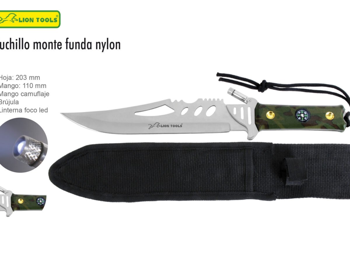 Cuchillo de supervivencia con funda de nylon