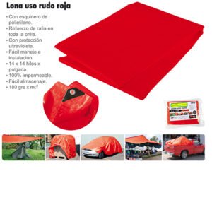 LONA USO RUDO ROJA 6 X 9 METROS LION TOOLS