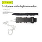 CUCHILLO MINI 3 1/2 NEGRO FUNDA CADENA LION TOOLS