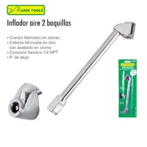 INFLADOR AIRE NEUMATICO 2 BOQUILLAS ZAMAC LION TOOLS