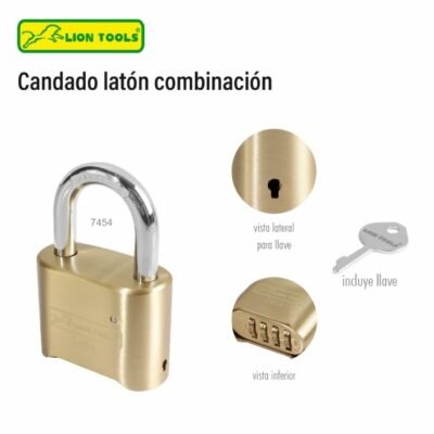 Candado de combinación con llave gancho corto