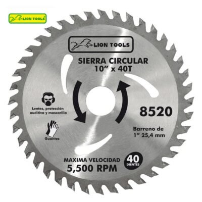 Disco para sierra circular 10 pulgadas 40 dientes lion tools