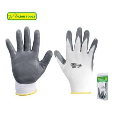 Guantes nylon palma de nitrilo blancos talla m