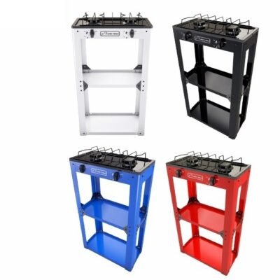 Estufa de gas 2 quemadores con estante armable lion tools