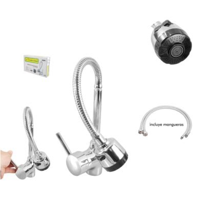 Monomando para fregadero cuello flexible