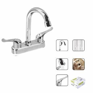 Mezcladora para lavabo cuello largo acero inoxidable