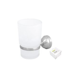 Porta vaso de metal con vaso para baño