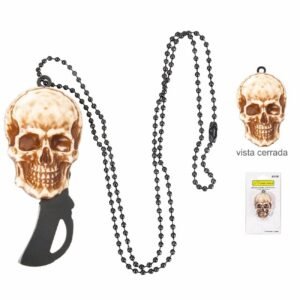 Llavero en forma de calavera con navaja