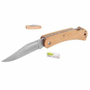Navaja de bolsillo plegable con mango de madera