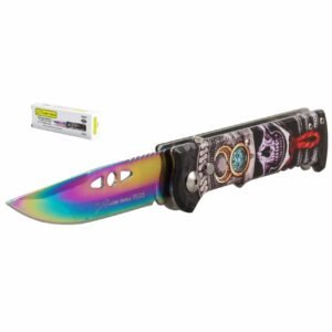 Navaja monte tornasol automática mango de calavera