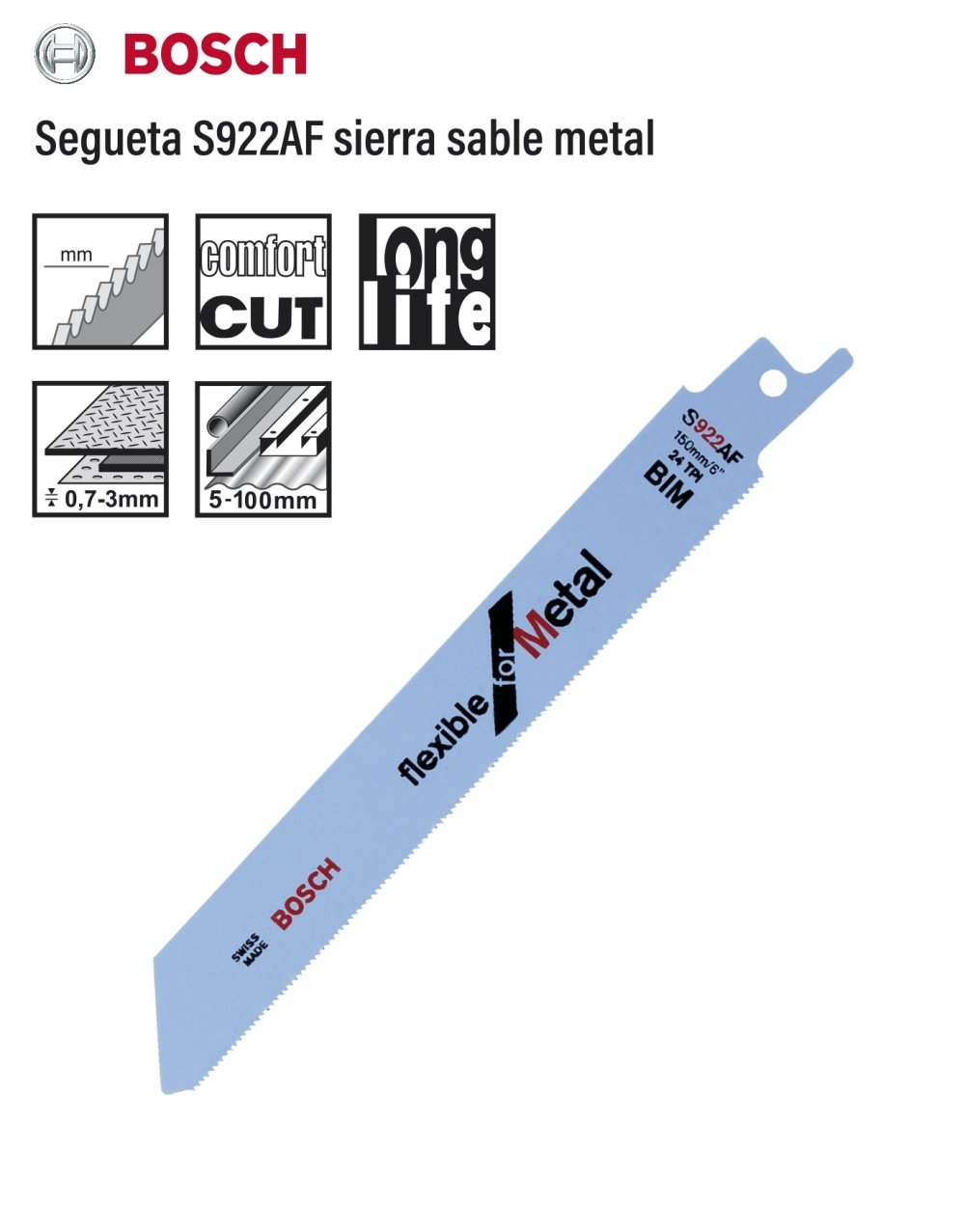 Segueta sierra sable S929AF para metal Bosch 1 Segueta sierra sable S929AF para metal Bosch