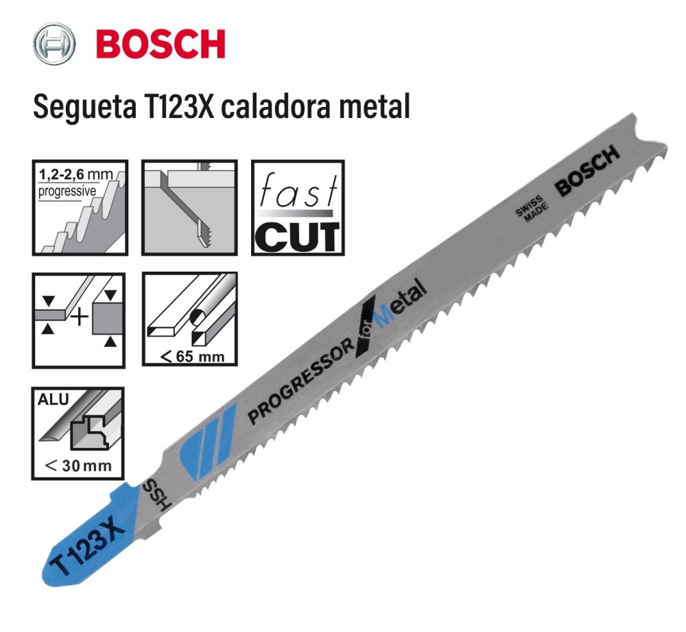 Segueta para caladora T123X corte de metal Bosch 1 Segueta para caladora T123X corte de metal Bosch
