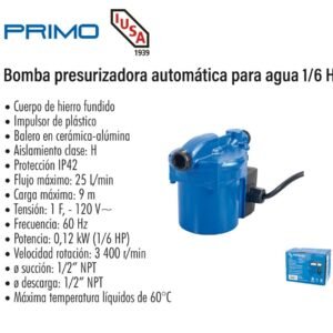 Bomba presurizada automática para agua 1/6 HP