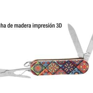 Navaja de 3 usos cacha de madera impresion 3D