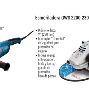 Esmeriladora 9 pulgadas 6500 rpm bosch