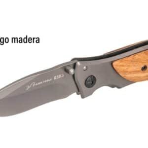 Navaja de supervivencia acero inoxidable 3" mango de madera