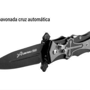 Navaja recta pavonada acero inoxidable 3 1/2 cacha de cruz