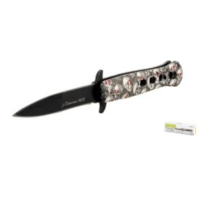 Navaja pavonada delgada automática tornasol 4 pulgadas mango de craneos