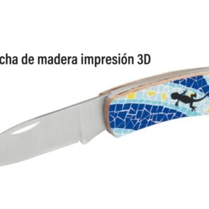 Navaja 3" diseño de lagartija con cacha de madera