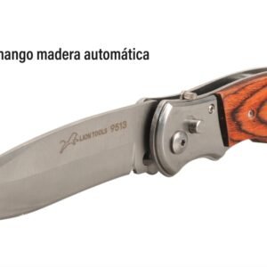 Navaja automatica recta acero inoxidable 4 1/2 cacha de madera