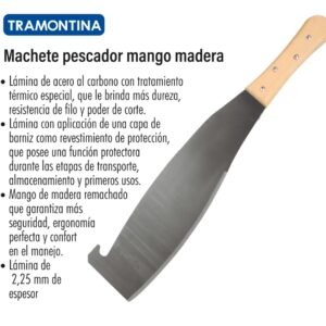 Machete de pescador 14 pulgadas mango de madera Tramontina